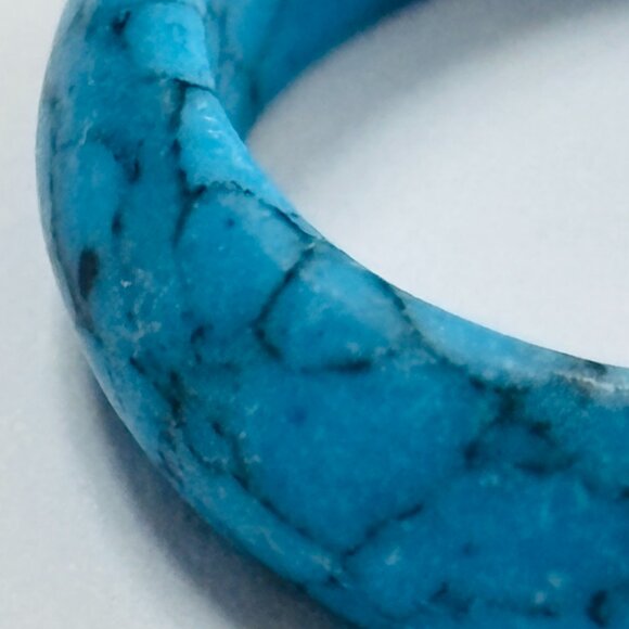 Stone Band Rings Lot of 7 Turquoise Agate Resin Stackable - Picture 3 of 16